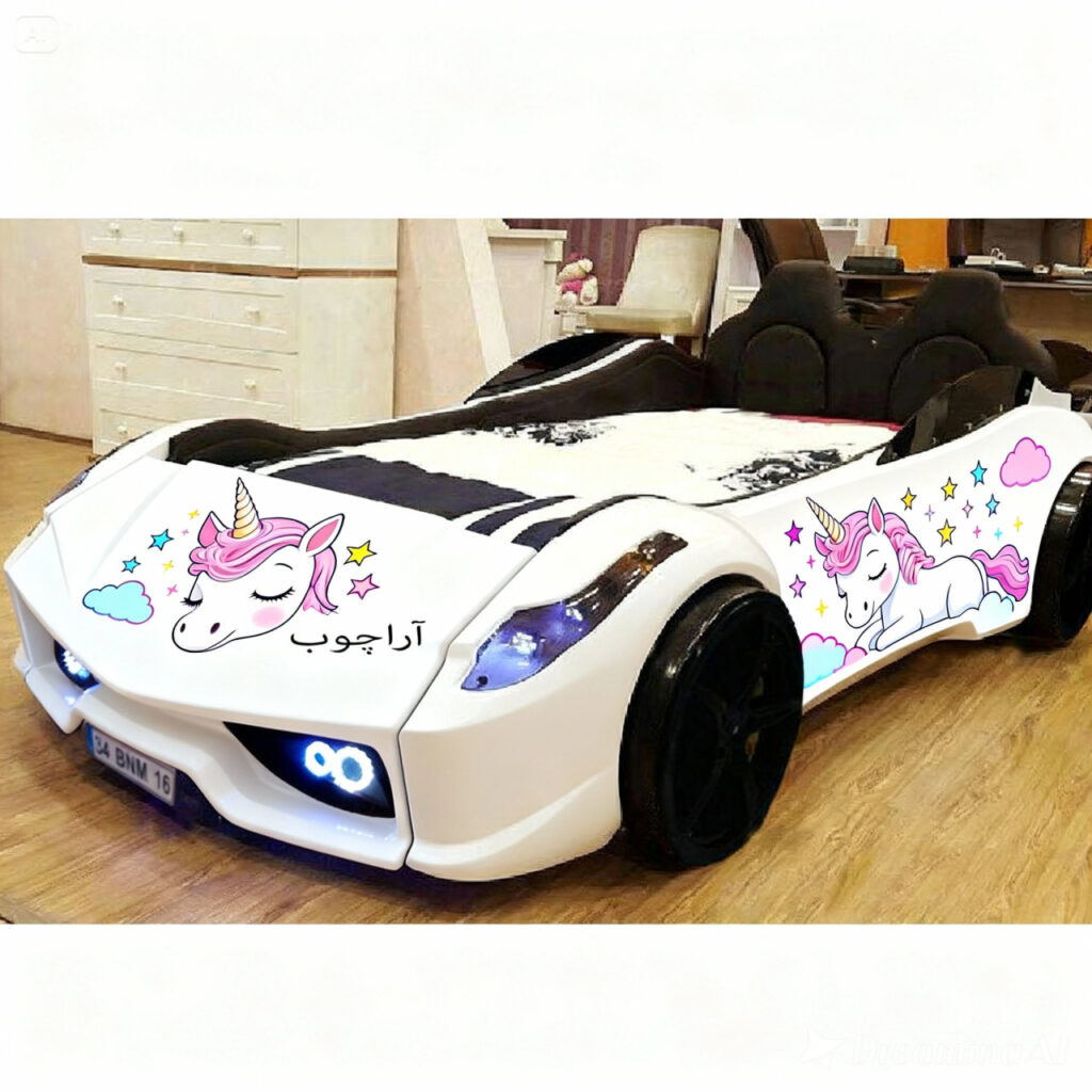 تخت خواب ماشینی دخترونه صورتی برند آراچوب