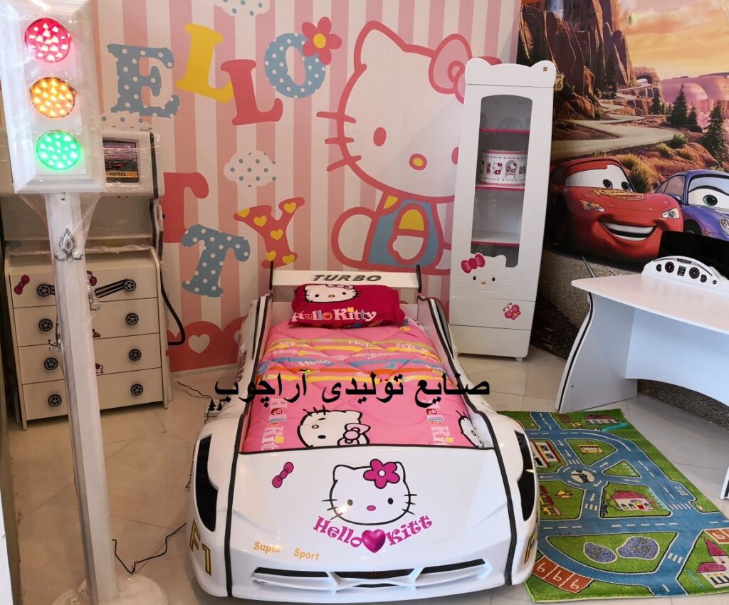 تخت خواب ماشینی دخترونه صورتی برند آراچوب